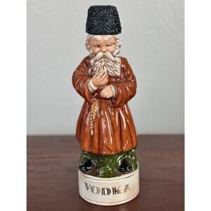Midcentury Figural Vodka Decanter Bearded Man 1960s Barware Decor